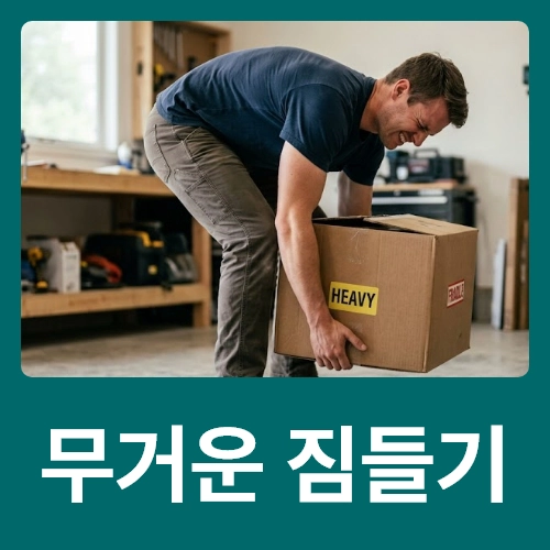 동대문정형외과 무거운 물건을 들다가 허리가 아픈 모습
